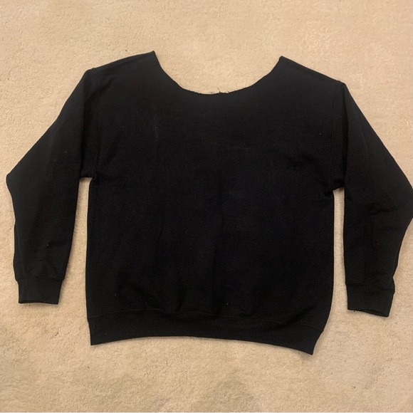 Vintage Fly Clothing Co Black Sweatshirt Distressed Shamrock Kangaroo Pocket L - Picture 8 of 8